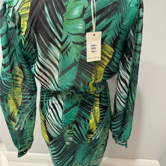 Leafy Green and Yellow Women's Swim Cover-Up - Picture 10 of 11